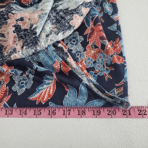 J Jill Womens Love Linen Blue Red Floral Off The Shoulder Blouse Size L Ruffled - Picture 7 of 10